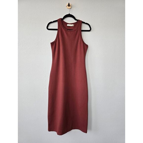 RD Style Racerback Midi Dress Size S Brick Red Bodycon Minimalist Streetwear - Picture 1 of 6